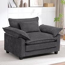 Chenille Oversized Accent Chair,44" Modern Upholstered Living Room Chairs,Comfy Armchair with Extra Thicked Cloud Sofa Chair,Reading Chair Side Chair for Bedroom Apartment Darkgrey