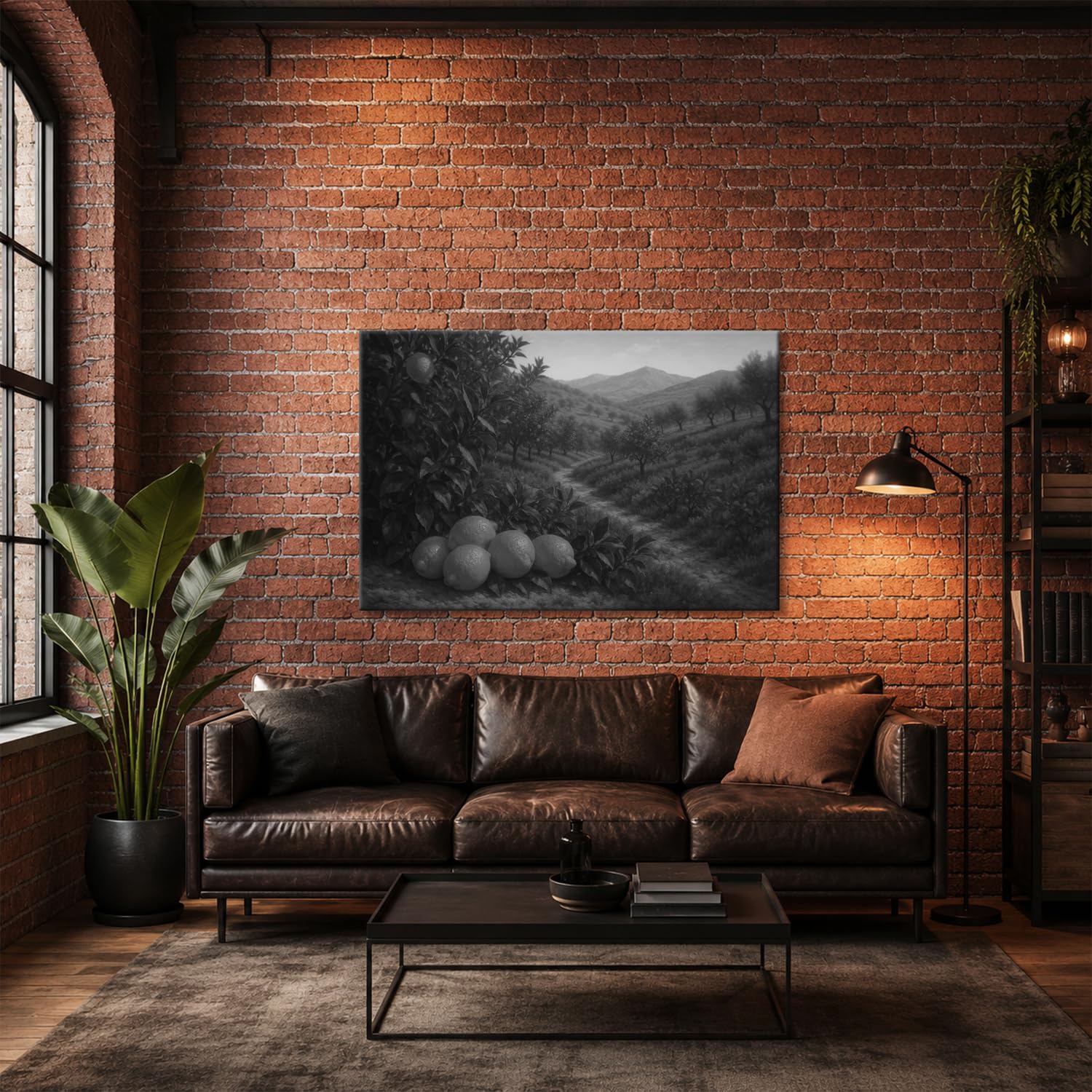 deyoli Obraz na płótnie drzewa limonki w słonecznej dolinie 100 x 70 cm czarno-biały