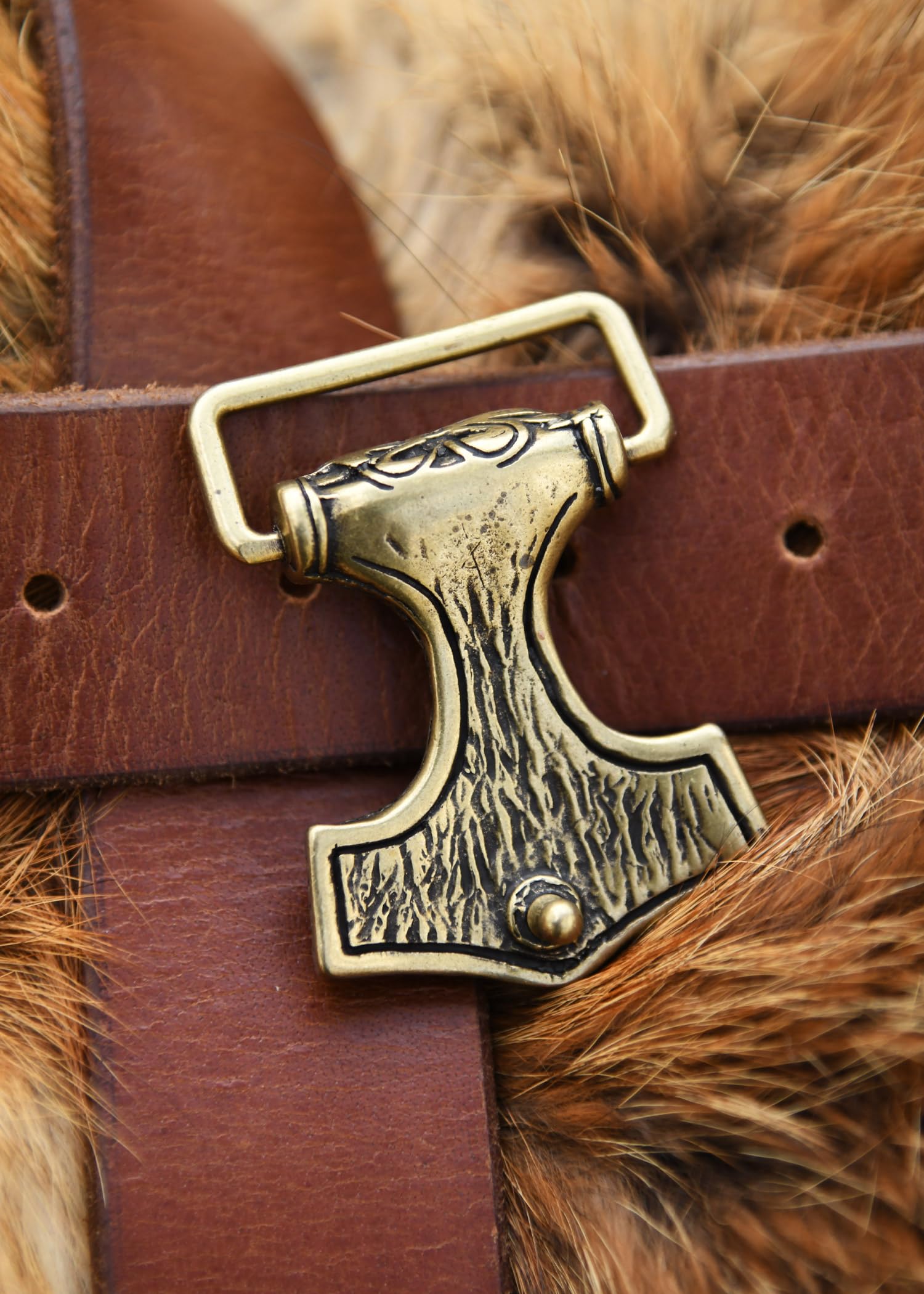 Battle-Merchant Gürtelschnalle - Thorshammer - Mjoelnar LARP Gürtelschließe Wikinger Mittelalter Silber oder Bronze