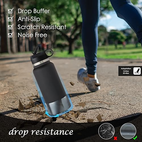 Miniatura 2 de WUQID Funda protectora de silicona mixta para botella deportiva de 12 a 40 onzas y botellas de agua Stanley, funda inferior antideslizante para