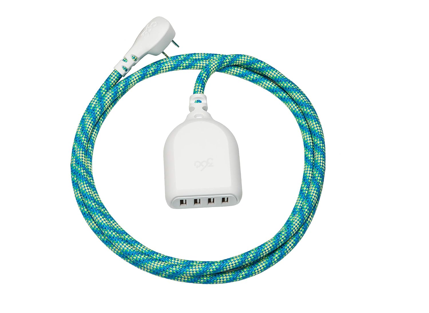 360 Electrical Habitat 4.8, 6 ft 4-Port USB Extension Cord, Durable Braided Casing, Titanium, 4.8A Charging Station for USB C, iPhone, Tablet, Android