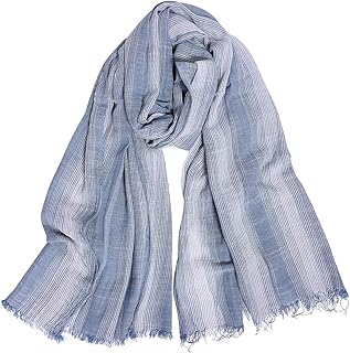 Bufanda para hombre, diseño de rayas, cómodo, algodón, lino, invierno, color marrón