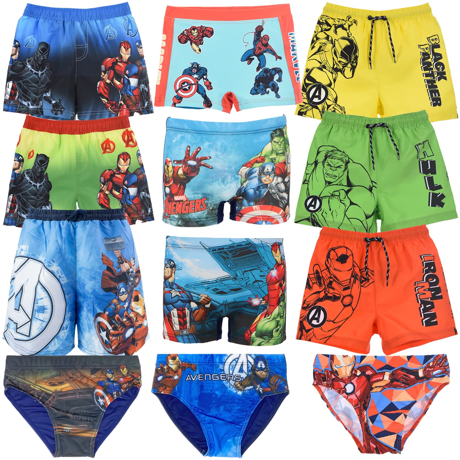 Characters Cartoons Marvel Avengers - Bañador para niño, calzoncillos tipo bóxer, parigamba, playa, piscina, primavera, verano, licencia oficial