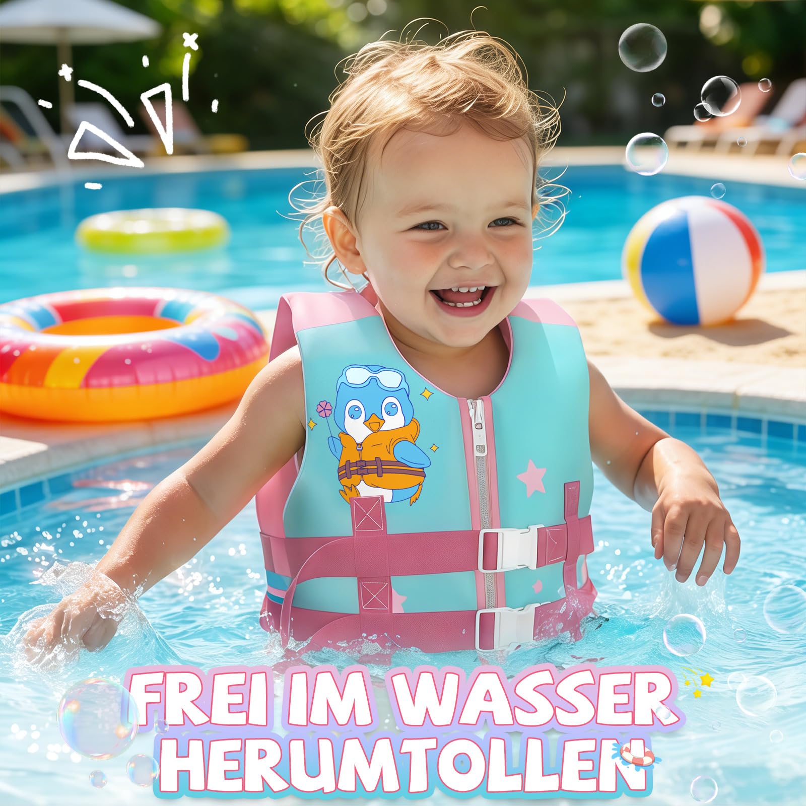 Schwimmweste Kinder 2-9 Jahre - Auftriebsweste Kinder Schwimmweste zum Schwimmen Lernen, Moderne Schwimmhilfe für Jungen, Mädchen und Kleinkinder, TÜV Geprüfte EN 13138-1:2021