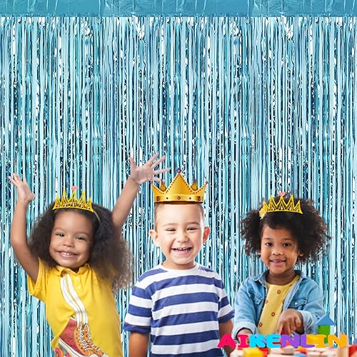 Miniatura 7 de Paquete de 4 cortinas de 33 x 66 pies fondo de cortina de flecos de papel de aluminio metálico de oropel para cabina de fotos cumpleaños boda