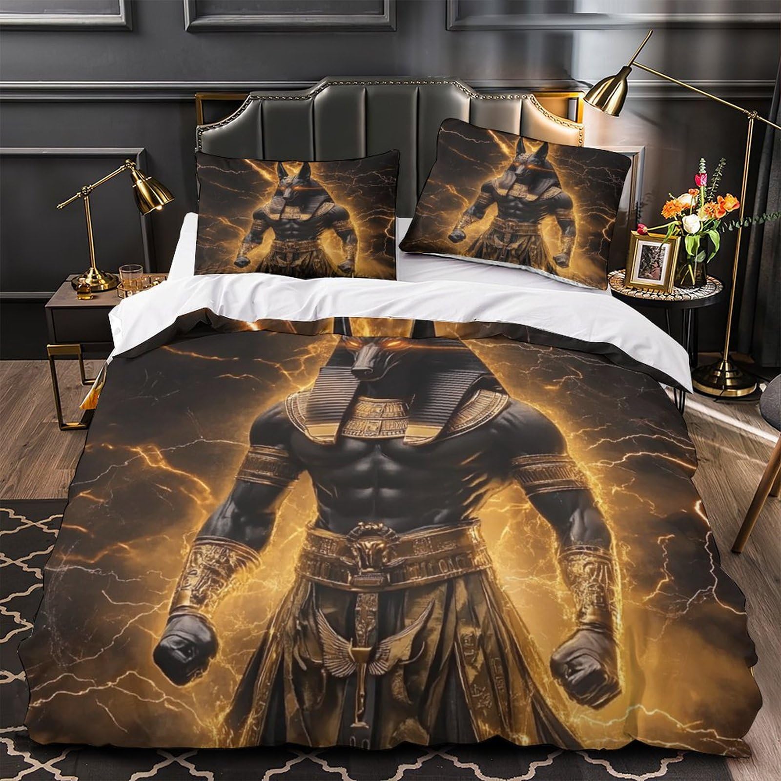 Housse de couette 220x240 anti-plis hypoallergénique parure de lit Grèce Antique zippée 3D