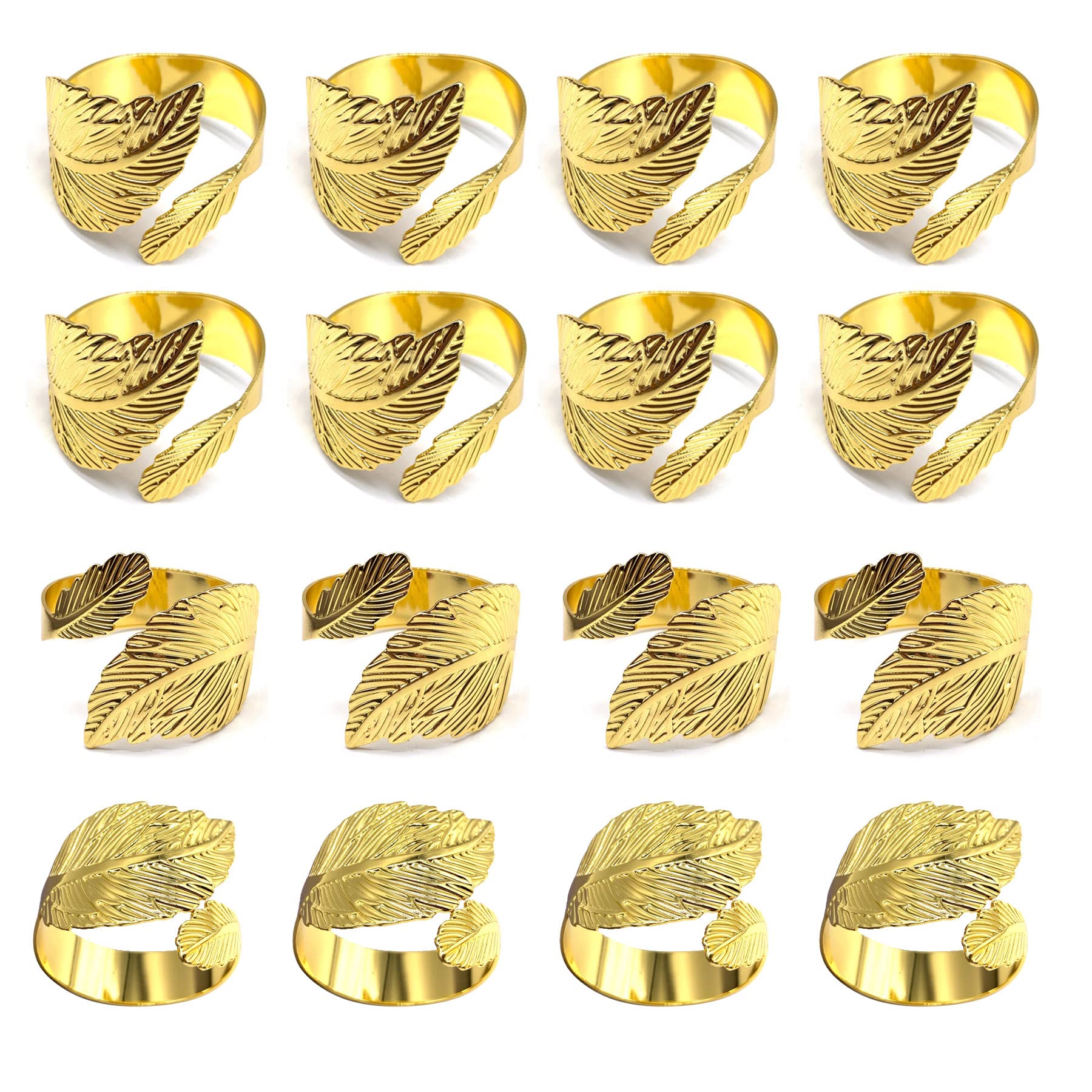 Generic RJYH Gold Napkin Rings 16 Pieces, Acrylic, Dorado