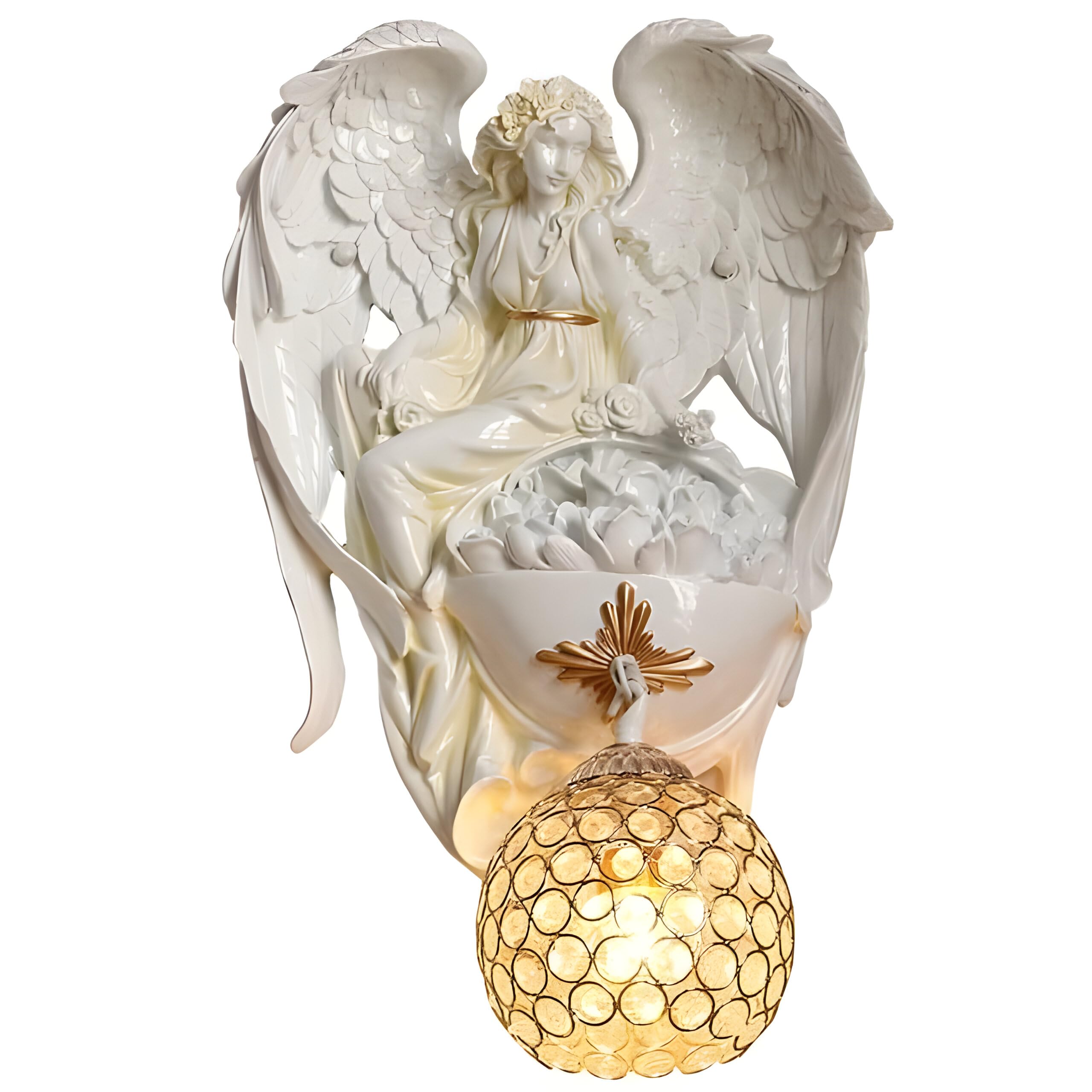 Solo Decor Angel Creative Resin Wall Lamp Creative Personality Bedroom Bedside Lamp for Living Room,Office, Hotel (White)