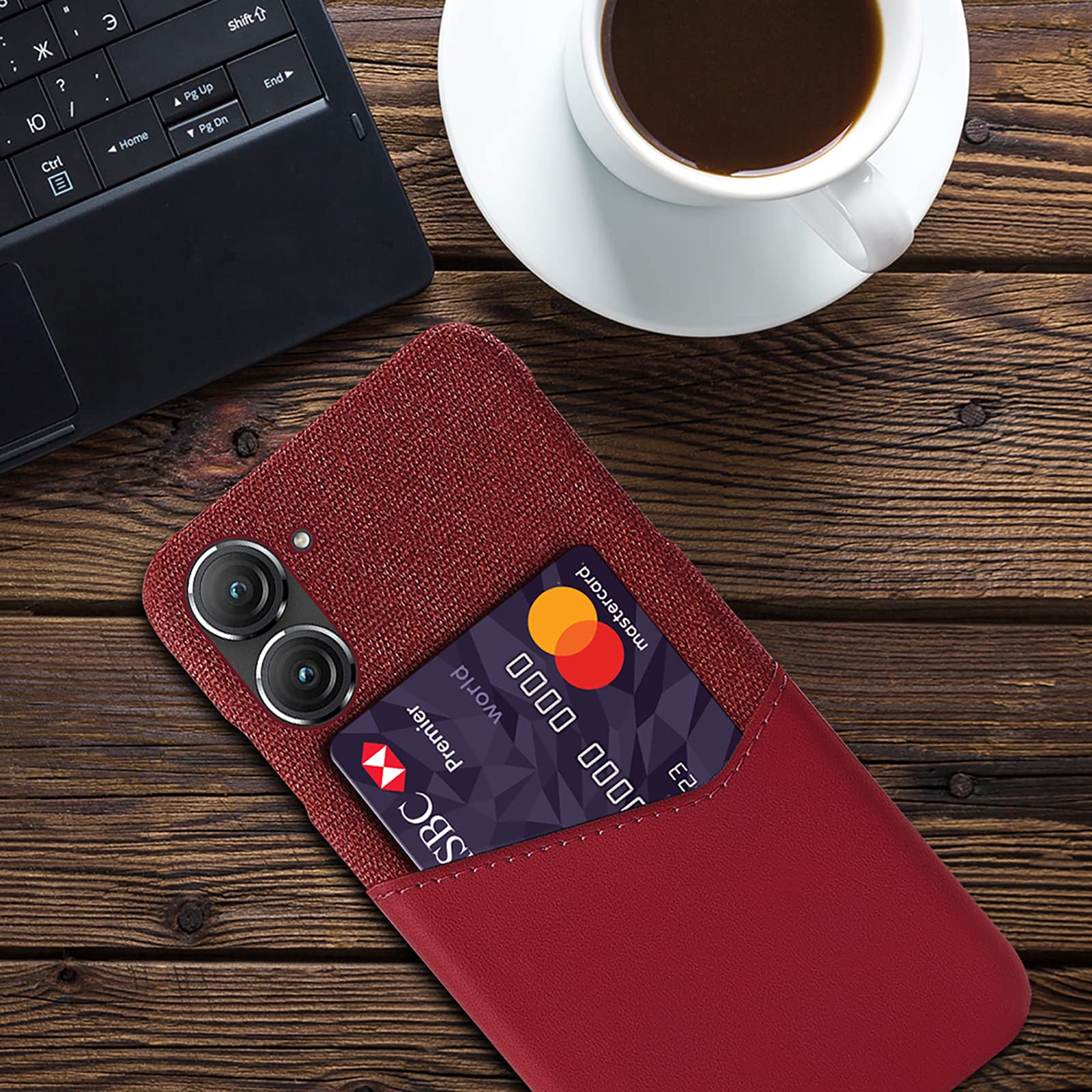 MOJIA Cover Portafoglio Per Motorola Moto E13, Custodia In Pelle PU Con Supporto E Slot Per Carte, Resistente Agli Urti, Rossa