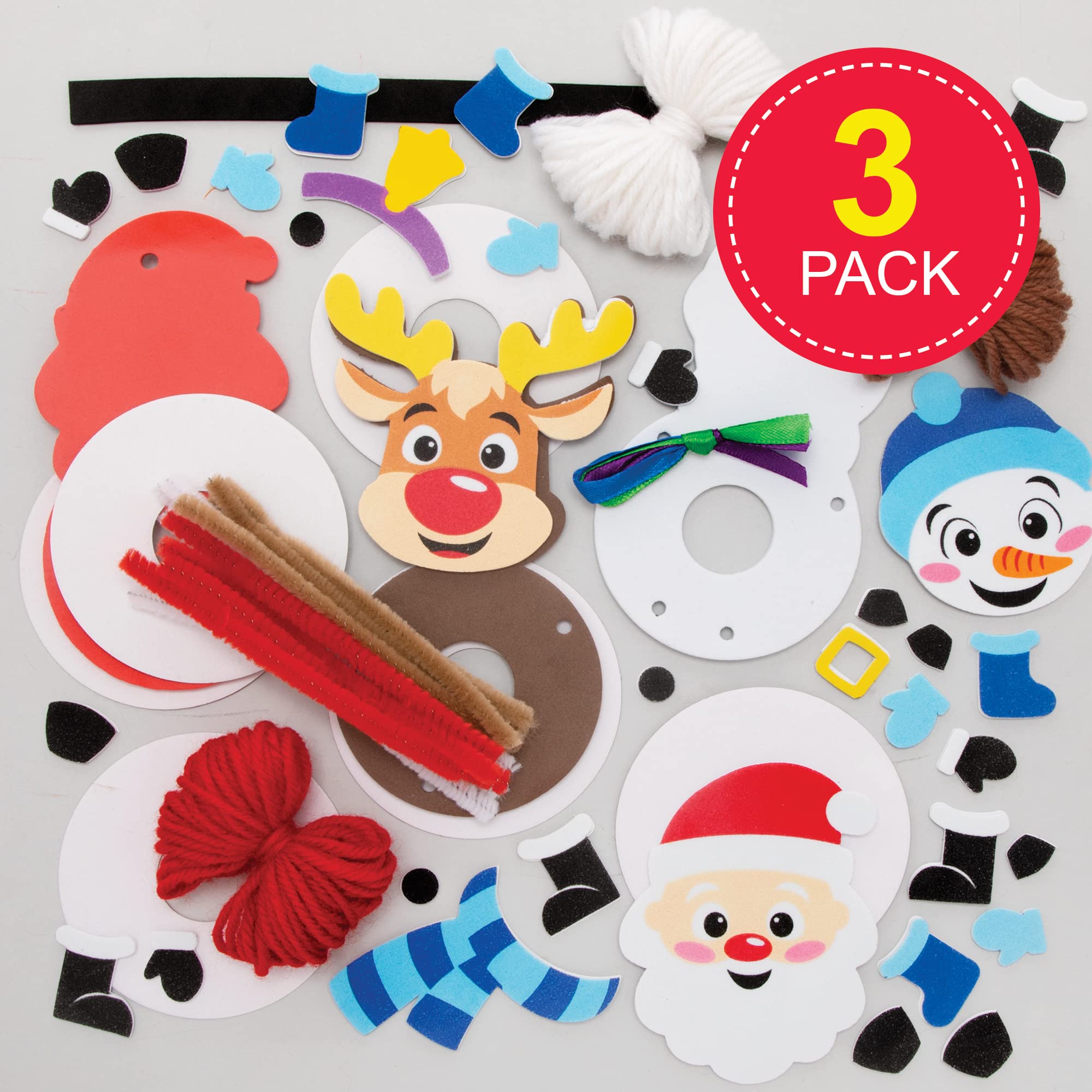 Baker Ross FE853 Decorazioni Renna Con Pompon - Kit Creativo Natalizio Per Bambini (Confezione Da 3)