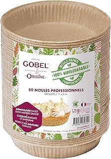 GOBEL - Pack de 50 Moules Professionnels Tartelettes - Moules Jetables en Papier Naturel 100 % Biodégradable - Compostables Après Usage - Adaptés au Four, Réfrigérateur, Congélateur - Démoulage Facile