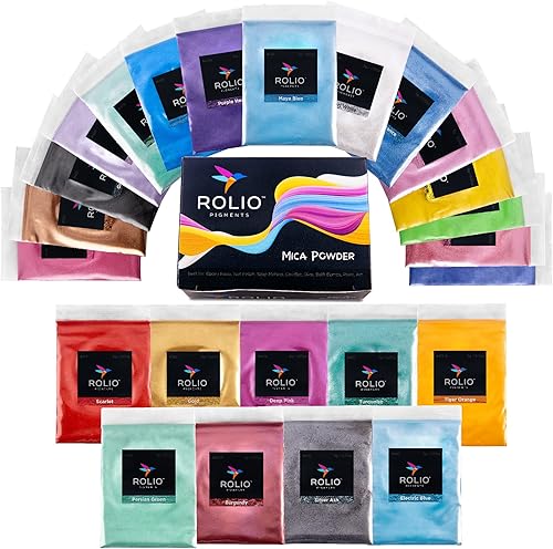 Rolio Pigmento de color nacarado en polvo de mica, juego de arte para resina epoxi, para fabricación de jabón, esmalte de uñas, brillo de labios,