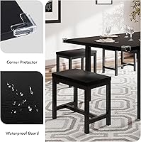 Vista 6 de iPormis Juego de mesa de comedor de 7 piezas con 6 taburetes, juego de mesa de cocina extensible de 63 pulgadas para 4-8 personas, mesa de comedor