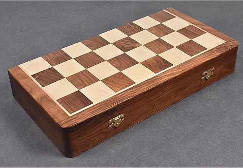 Miniatura 5 de Tablero de ajedrez con incrustaciones de madera de palisandro dorado y arce de 20 pulgadas para viajes