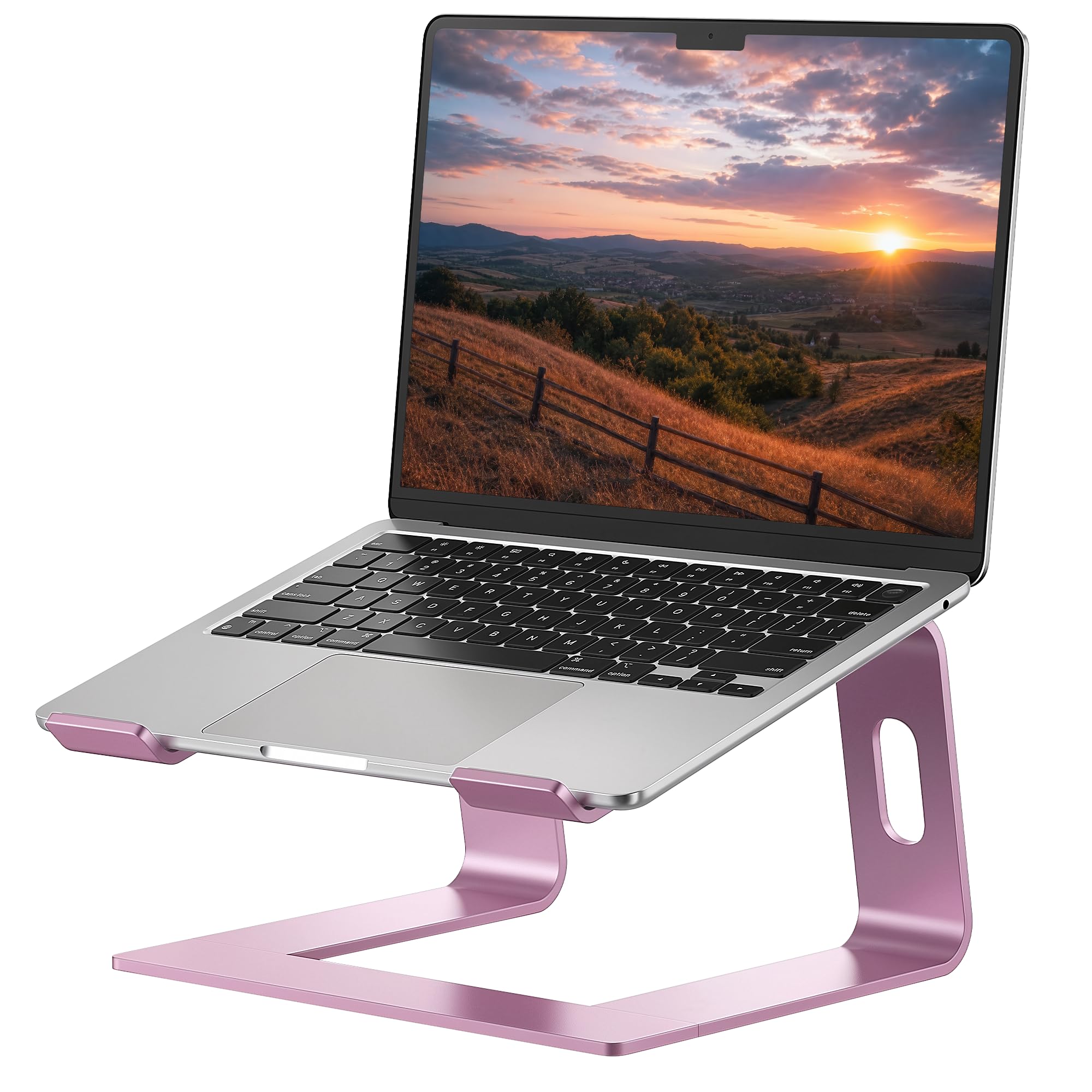 Soundance Aluminum Laptop Stand For Desk Compatible With Macbook Pro Air Apple Notebook, Portable Ergonomic Elevator Metal Riser For 10 To 15.6 Inch Pc Desktop Computer, Ls1 Rose Gold Tabletop