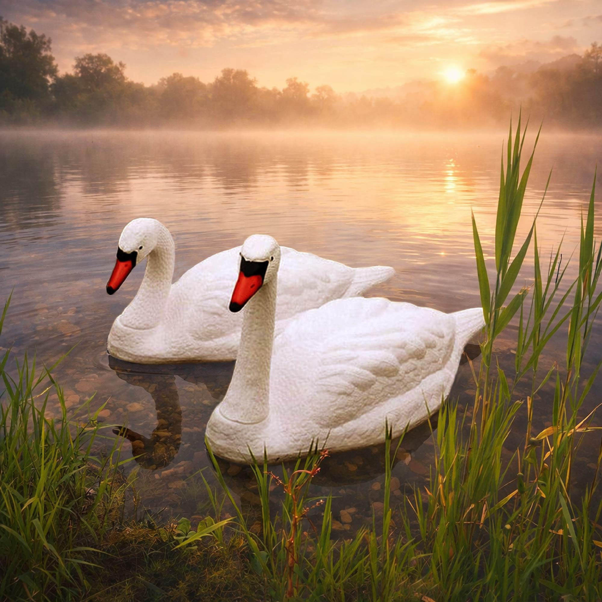 The Pond Guy Floating Swan Decoy Pair