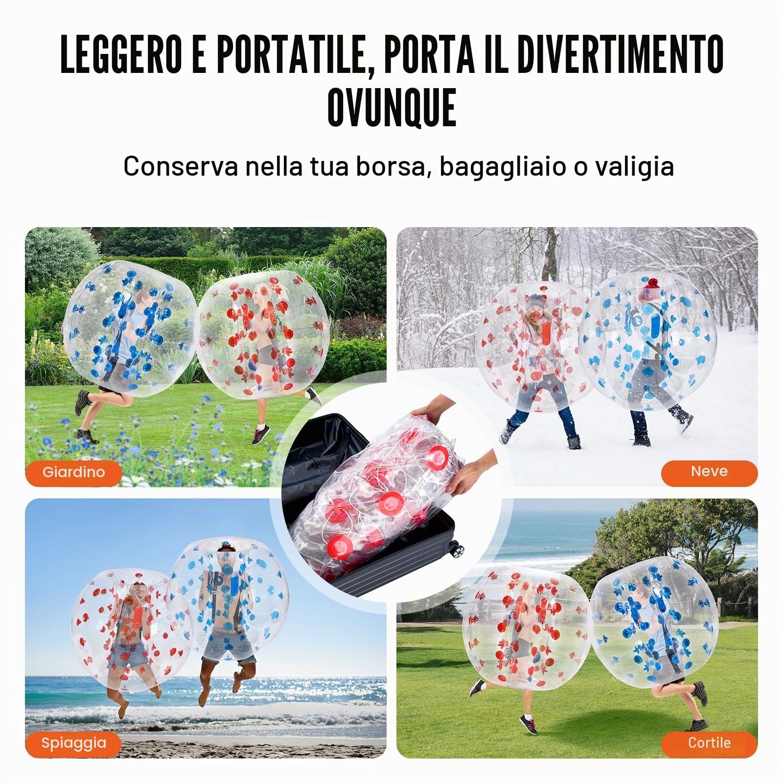 VEVOR Palline gonfiabili per paraurti, 2 confezioni; palla da calcio umana per adulti, dimensioni corporee, 0,9 m, 1,2 m, 1,5 m, per adulti e adolescenti