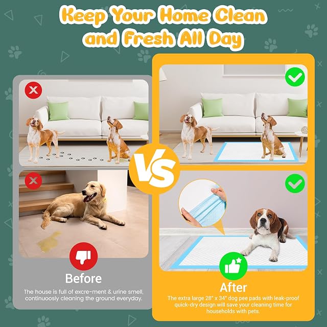 Foto 8 de 8 de Almohadillas de entrenamiento extra grandes para perros de 28 x 34 pulgadas, 30 unidades