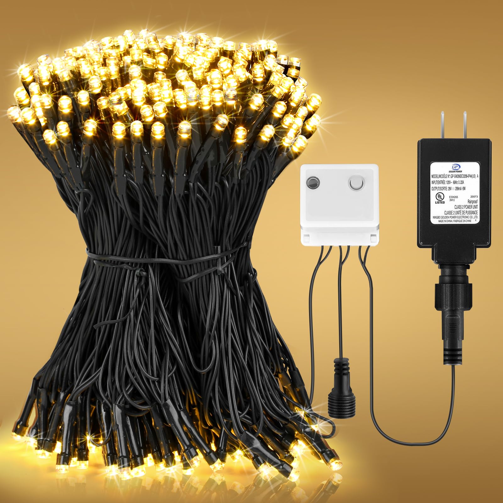 400 Warm White LED Christmas Lights 143.7ft Warm Outdoor Waterproof, Plug in Indoor Christmas Lights with 8 Modes & Timer Memory, Twinkle for Tree,