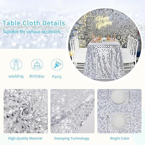 Miniatura 9 de B-COOL Mantel rectangular de lentejuelas negras de 50 x 102 pulgadas, mantel rectangular con purpurina para decoración de fiesta de Navidad y Año