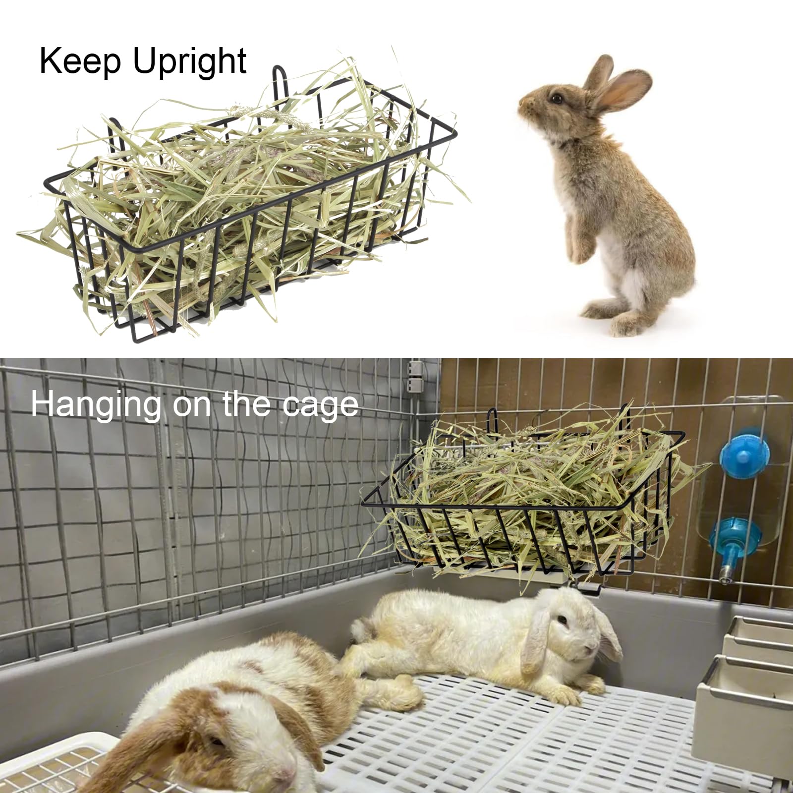 4 Piece Rabbit Hay Feeder Heavy Duty Metal Small Animal Feeder, Stainless Steel Hanging Hay Rack for Rabbits Chinchillas Bunnies Guinea Pigs Ferrets Accessories(9x3.9x3in) - image 7