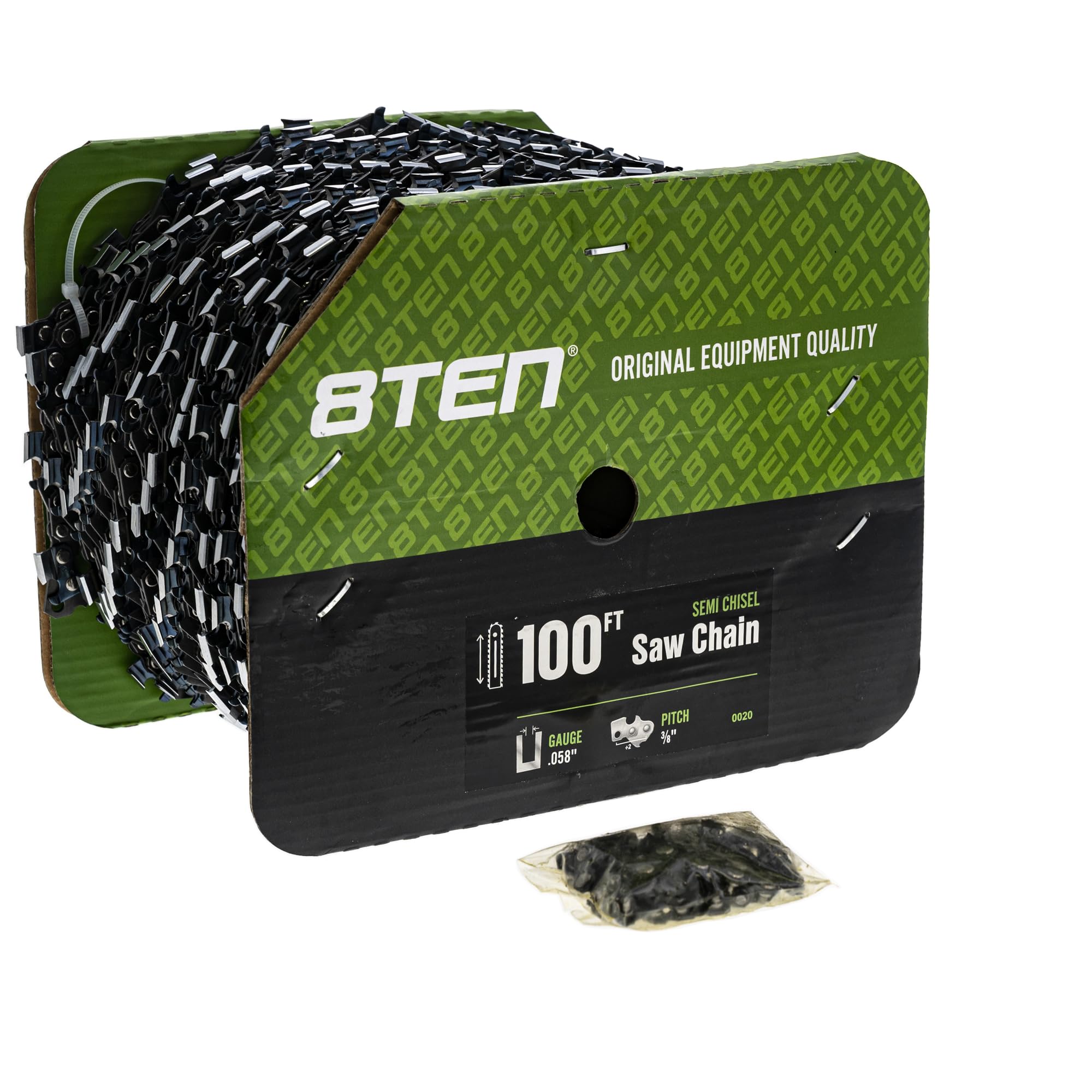 Amazon.com: 8TEN Chainsaw Chain Bulk Reel Semi Chisel 100 Foot .058 Gauge  3/8 Pitch : Patio, Lawn & Garden