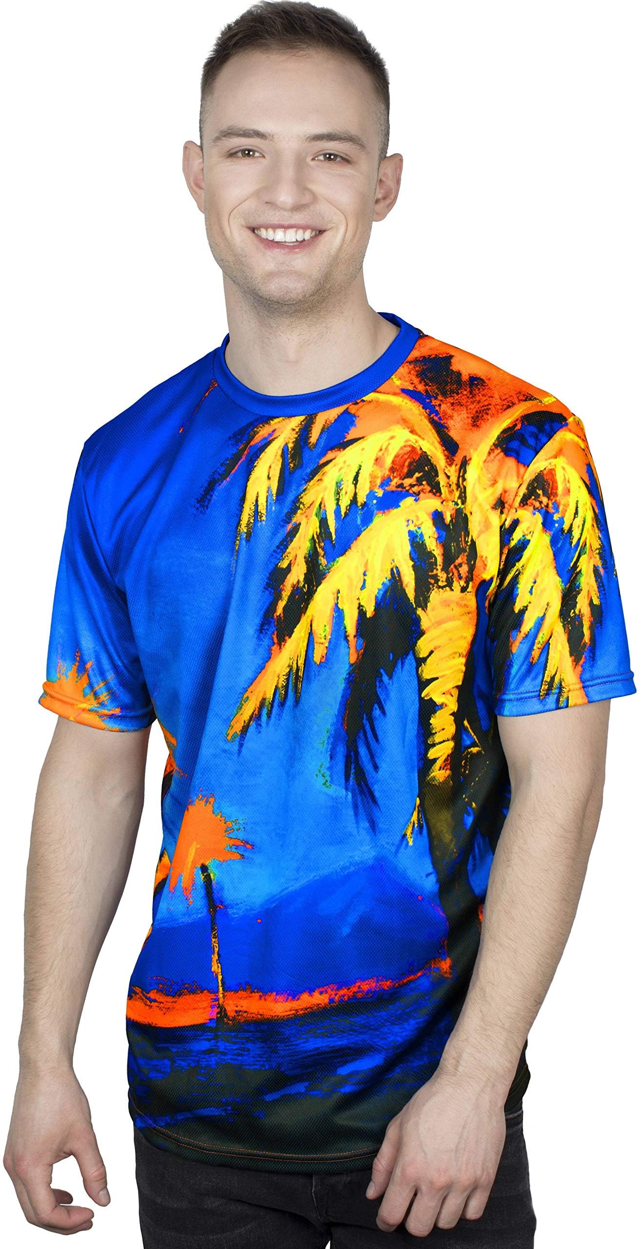 aofmokaNeon Blacklight Designed Printed Short Sleeve Men T-Shirt
