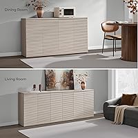 Vista 6 de SICOTAS Buffet Cabinet with Storage Accent Sideboard Modern Credenza with Doors & Shelves Fluted Media Console Mid Century Coffee Bar Table for