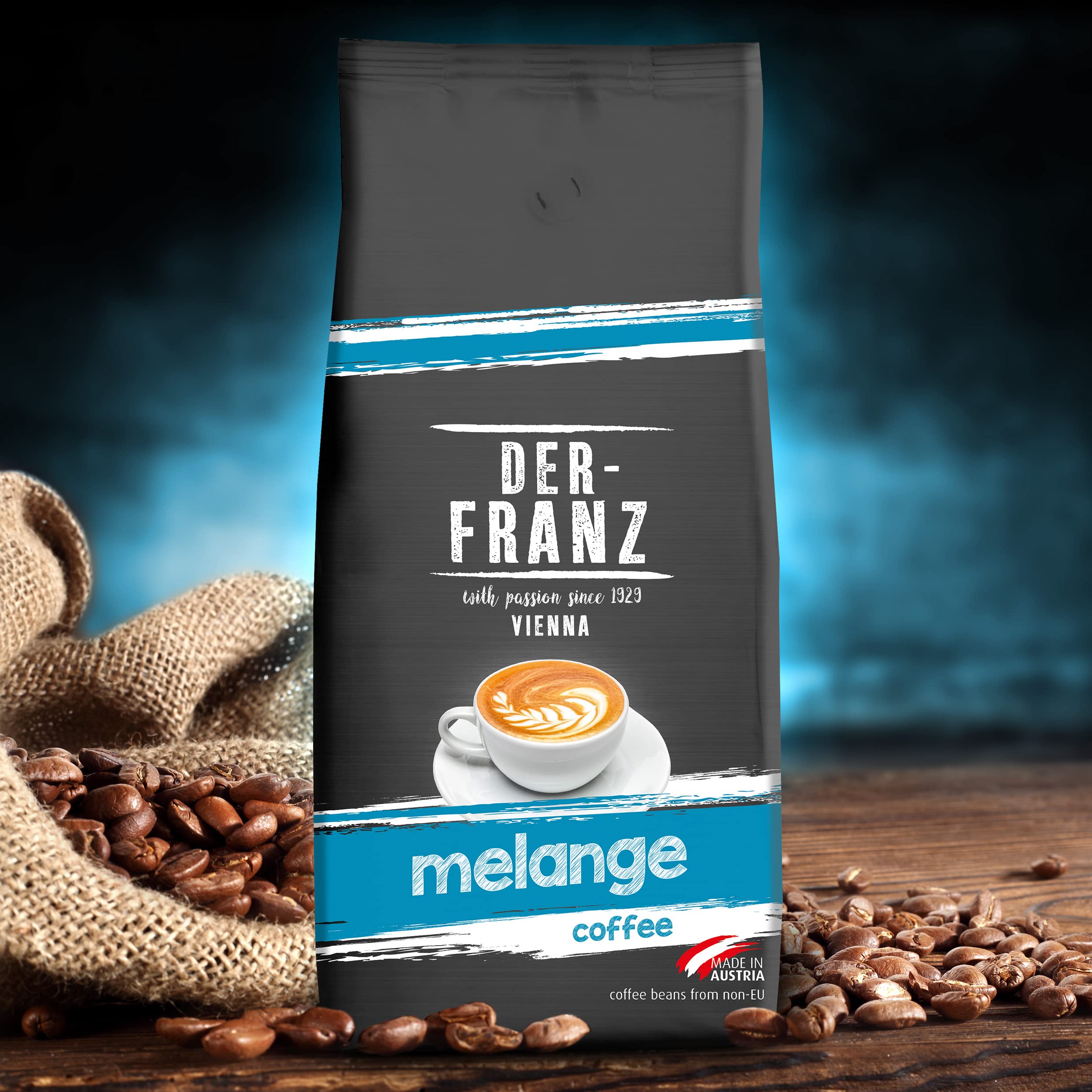 Der-Franz Melange Kaffee, ganze Bohne, 4 x 1000 g