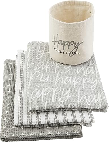 Miniatura 2 de Mud Pie Bucket Happy Toallas, crema, toalla 21 "x 14"  Cubo 4.75" x 4.25 Dia