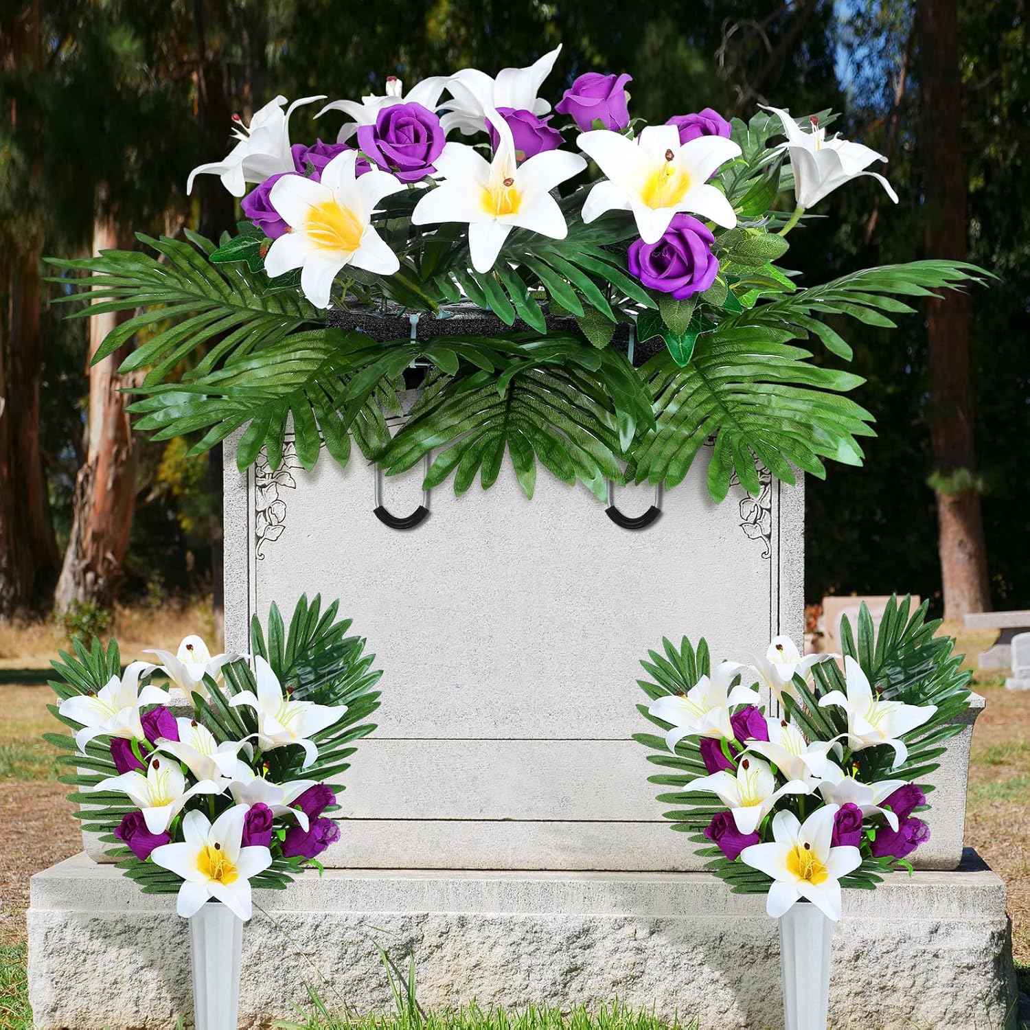 Cemetery Flower Saddles for Headstone and Grave Artificial