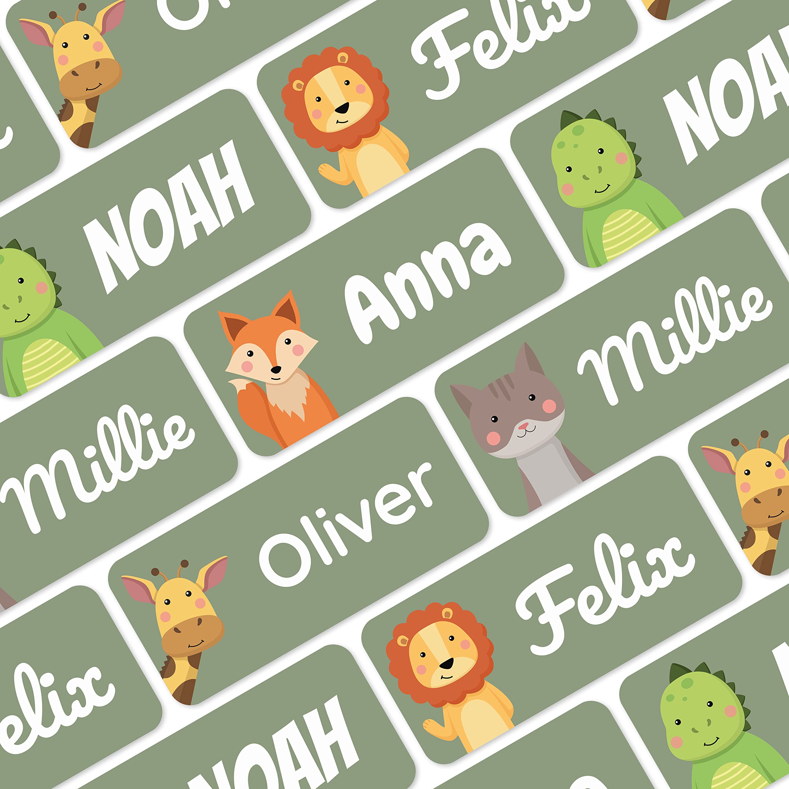 Personalized Name Labels for Kids (140 Labels) - Durable & Waterproof Custom Name Stickers for Clothing Tags, School Supplies, Camp & Daycare - Green (1.2”x0.5”)