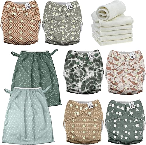 Mama Koala Pañales de tela para bebé 3.0 con paquete de 6 insertos, con 2 unidades de forro reutilizable para cubos