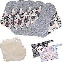 MQUPIN Wiederverwendbare (grey) 5 Stück Reusable Cotton Pads Waschbare Slipeinlagen, Waschbar Damenbinden für Menstruation, Auslaufsicheres Design, Geeignet für alle Frauen