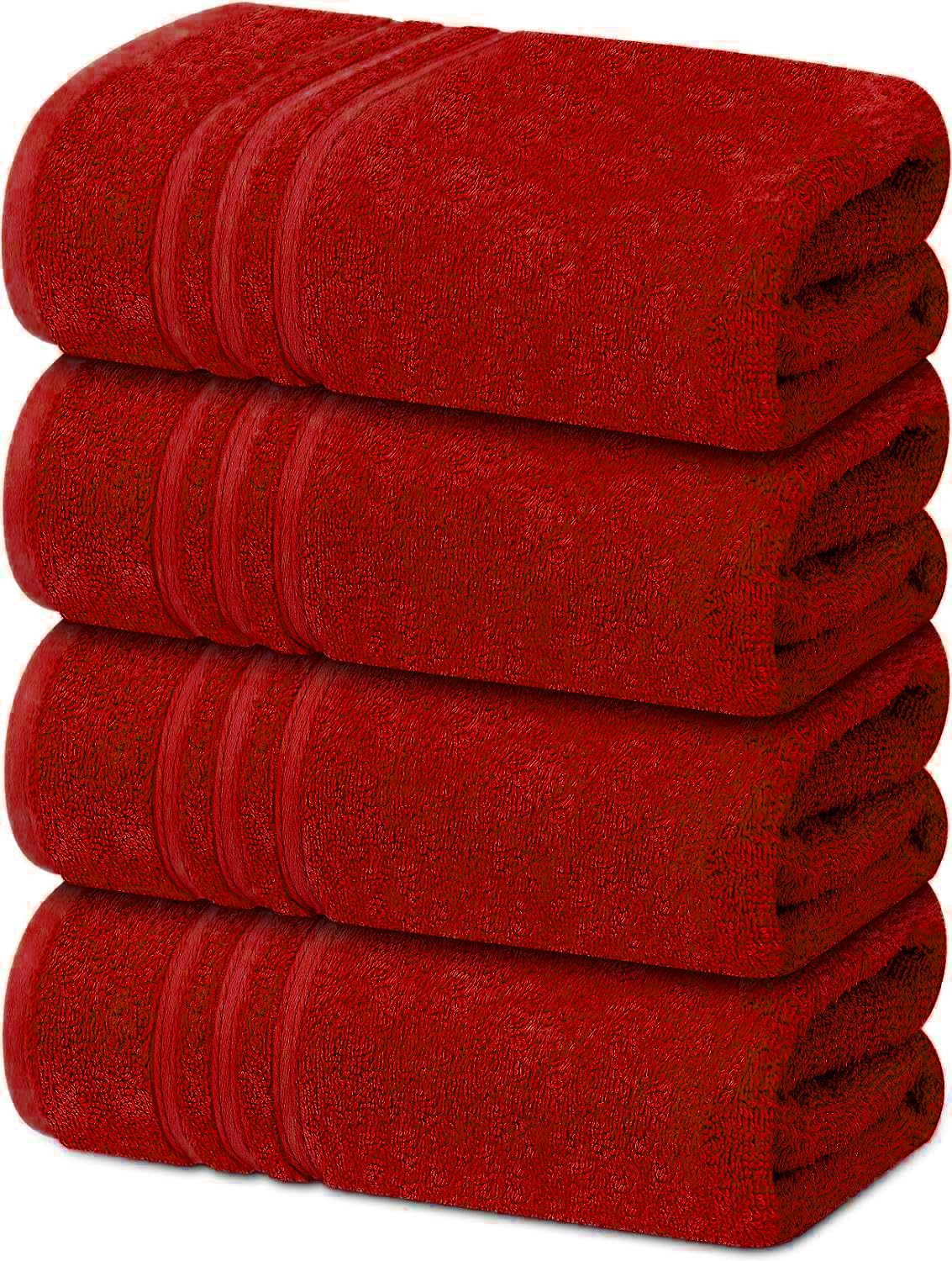 Textile Do Red 4 X Large Bath Towels 100% Egyptian Cotton High Absorbent 500 Gsm Hotel Quality Jumbo Bath Towel Set (4, )