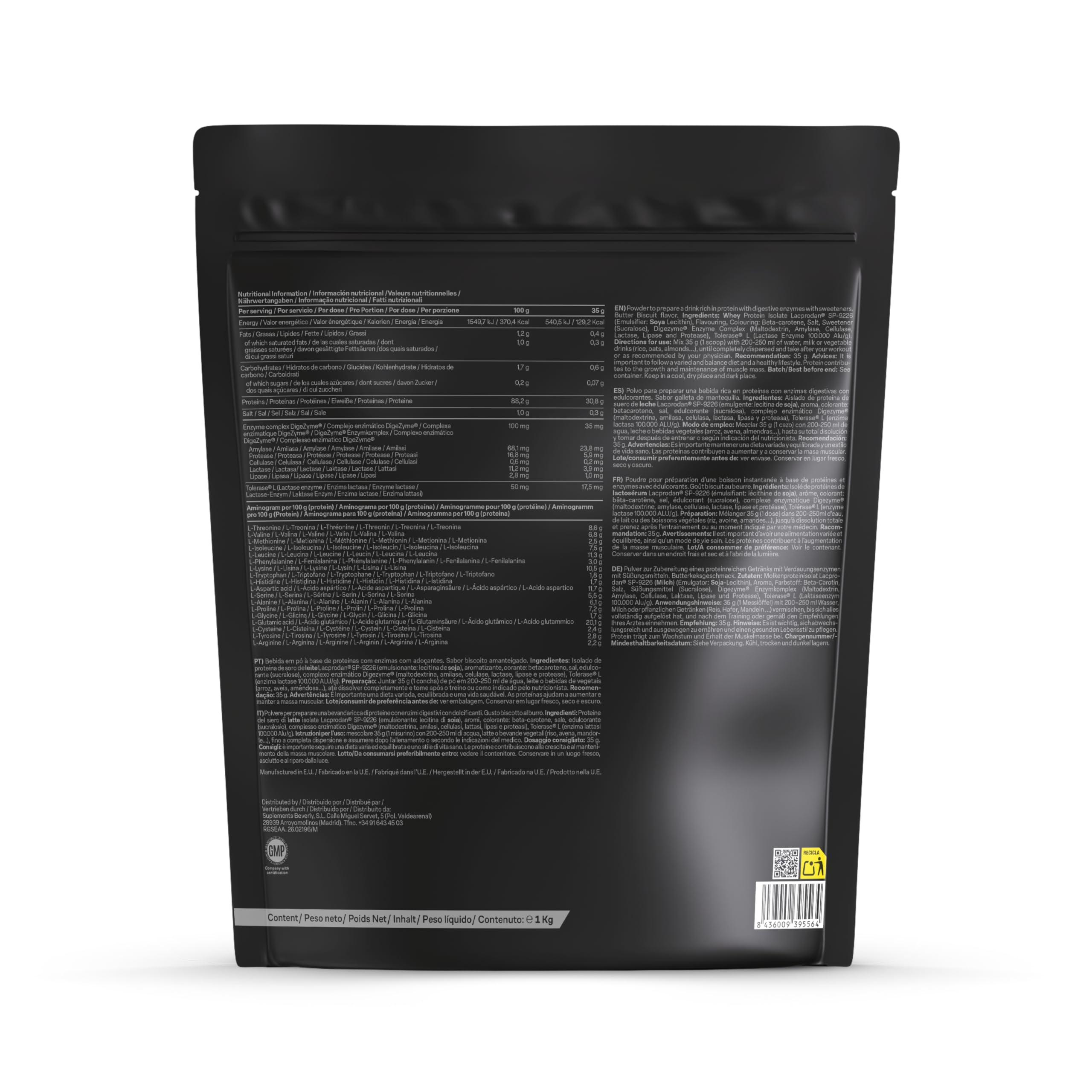 Beverly Isolate CFM - Isolat de protéines de lactosérum Lacprodan - 1 kg - 30 g de protéines par portion - 29 portions - Tonifie et augmente la masse musculaire - Saveur (1 Kg, Butter Biscuit)
