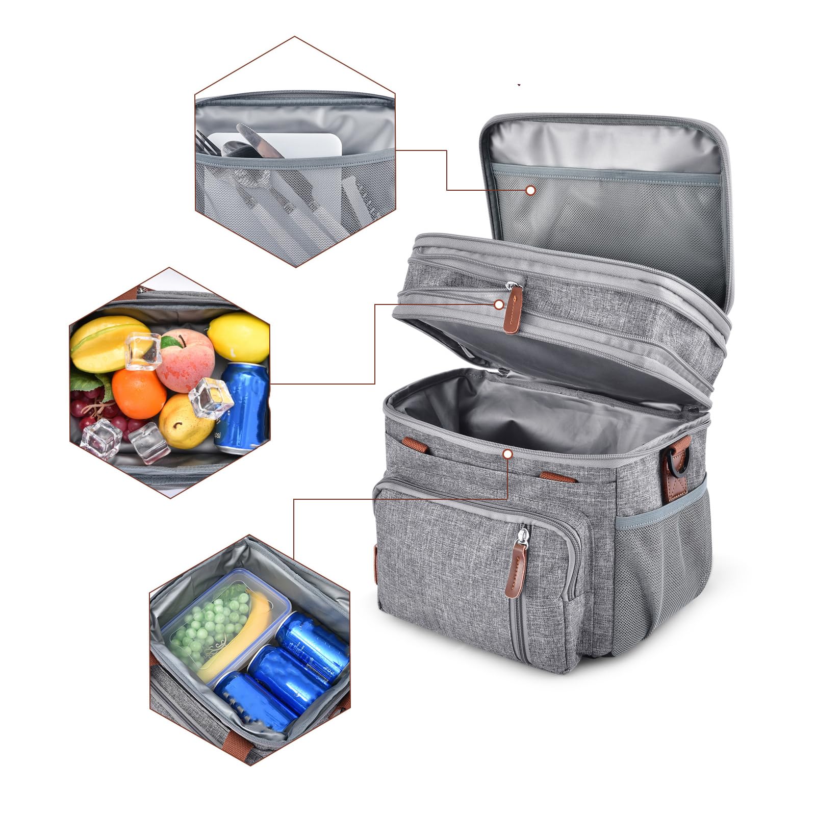 Robusta borsa termica impermeabile da picnic doppia fodera per campeggio viaggio in spiaggia cinghie regolabili spaziosi refrigeratori design pratico all'aperto refrigeratori