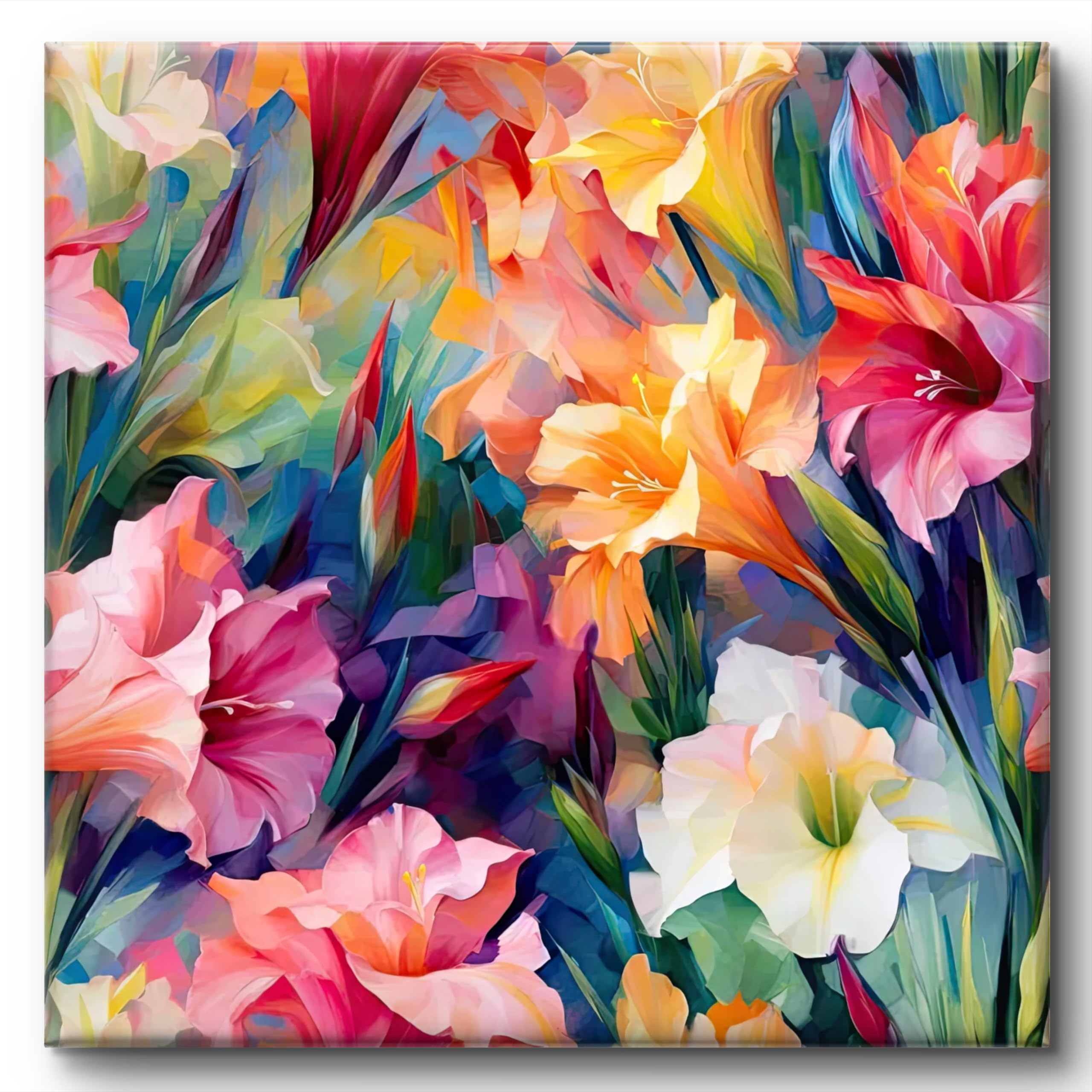 SAF Vibrant Floral Canvas Wall Art, Colourful Lily Flowers