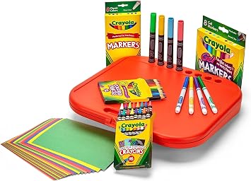 Crayola Create 'N Carry Travel Art Set for Kids (75pcs), 2-in-1 Lap Desk & Carrying Case, Essential Art Supplies Kit, Spring Crafting, Gift for Kids
