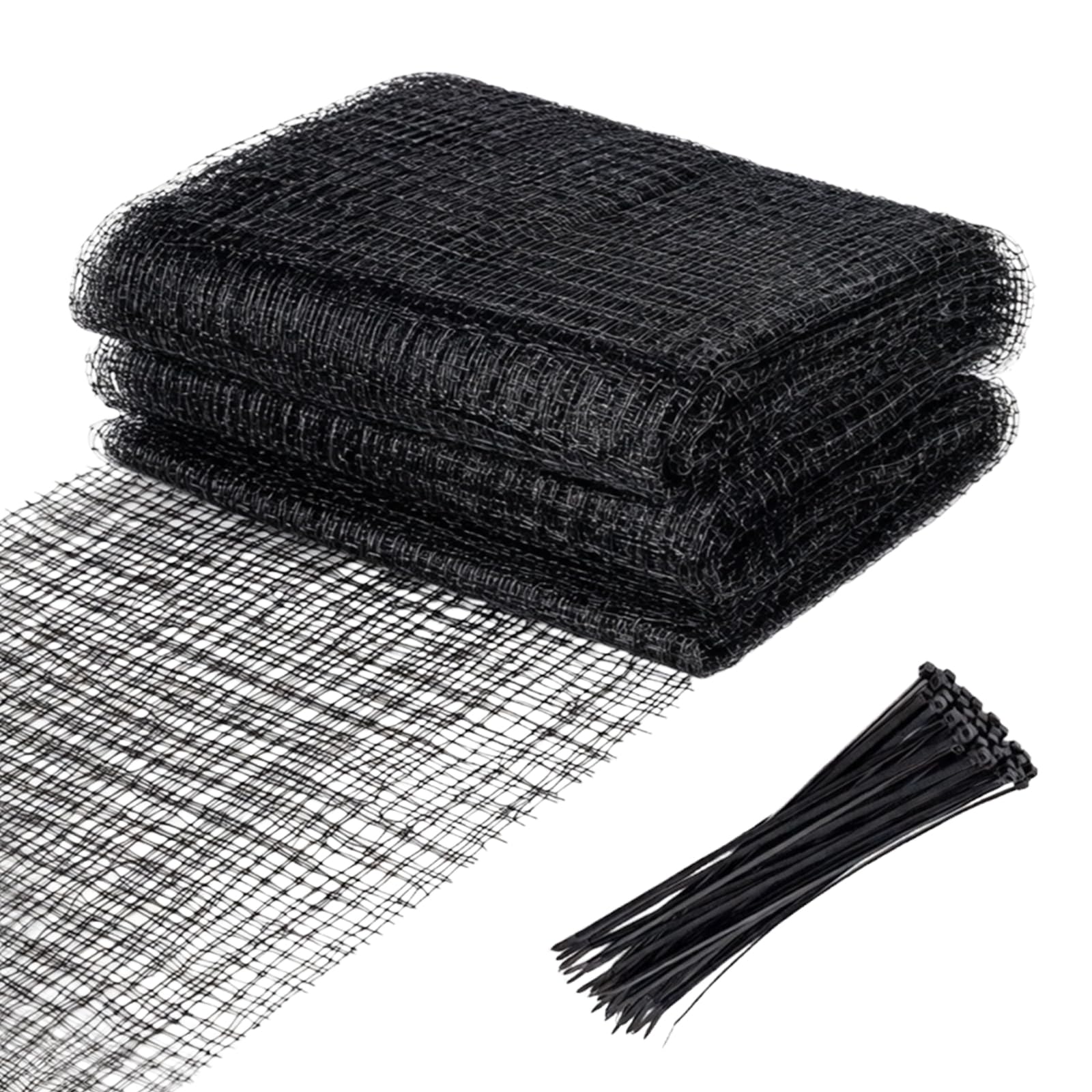 Garden Netting, 2.1m x 10m Heavy Duty Bird Netting for Protecting Vegetables Plants Fruit with 30x Cable Ties,15x15mm Mesh, Black