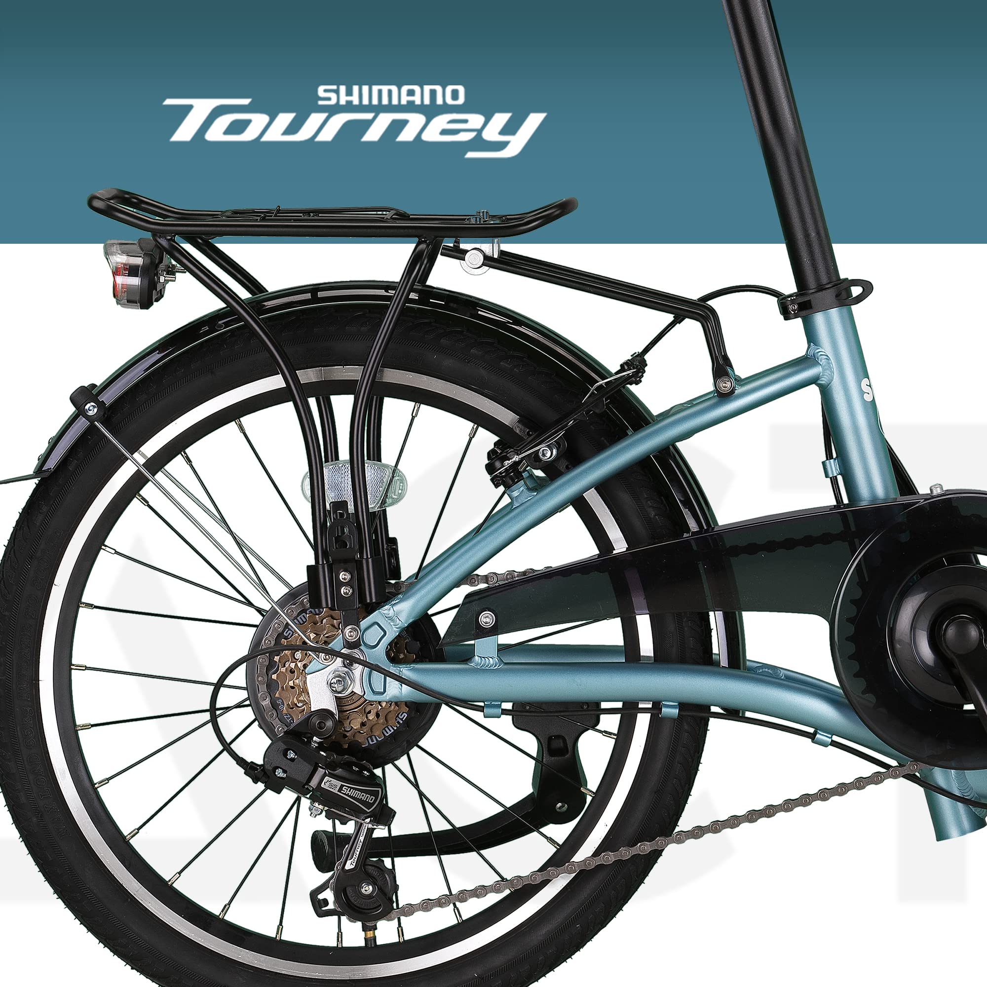 PACTO Six - Hollandrad Vélo Pliable de Haute qualité 27cm Cadre en Aluminium Bike 20 Pouces Roues en Aluminium Bicycle, 6 Vitesses Shimano vélo Pliant Vélo Pliable Vélo pour Adultes Bleu