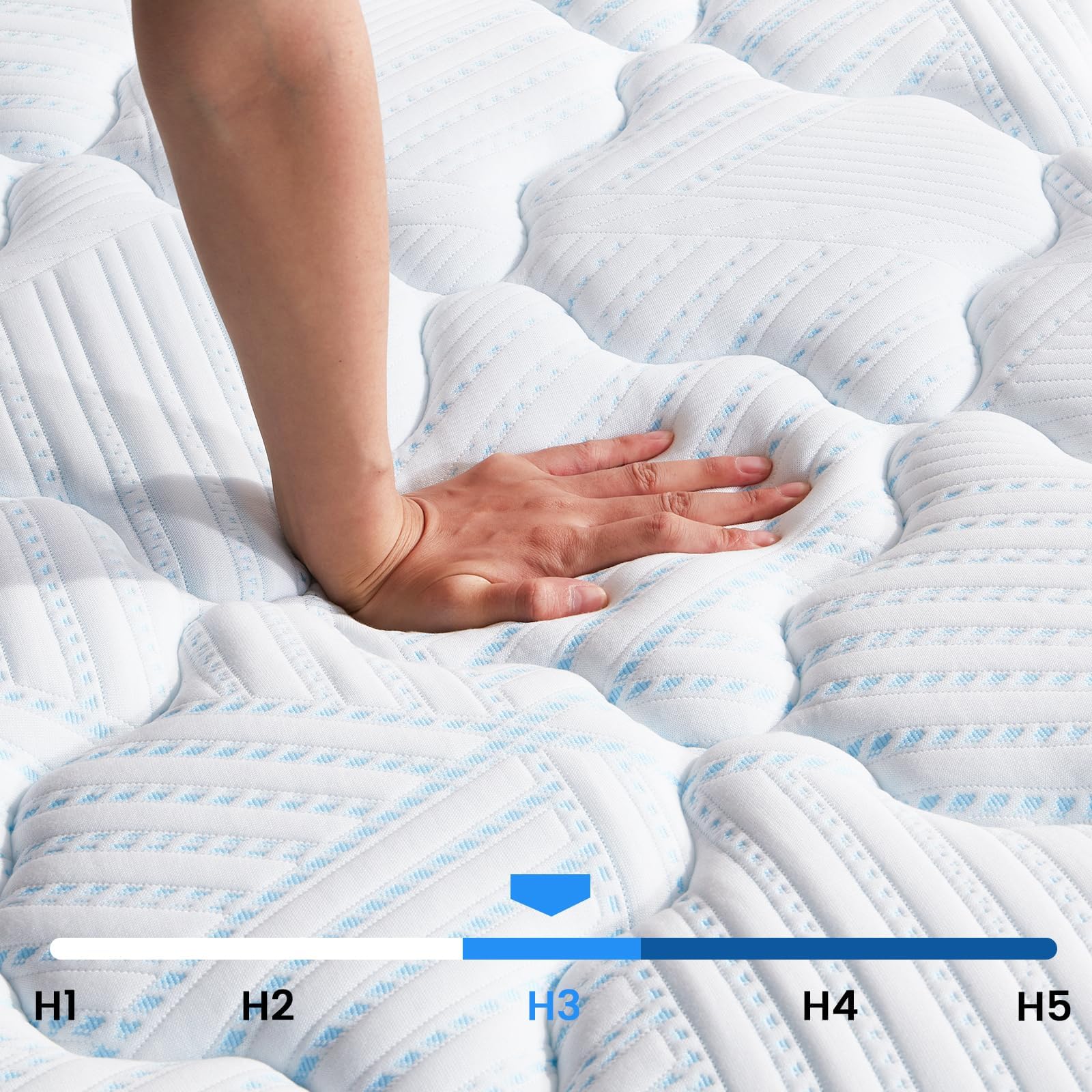 Coolvie Matratze 90x200 cm Höhe 20 cm H3 Mittelhart | Orthopädische 7-Zonen Taschenfederkernmatratze mit Komfortschaum für Seiten- und Rückenschläfer, Öko-Tex Zertifiziert