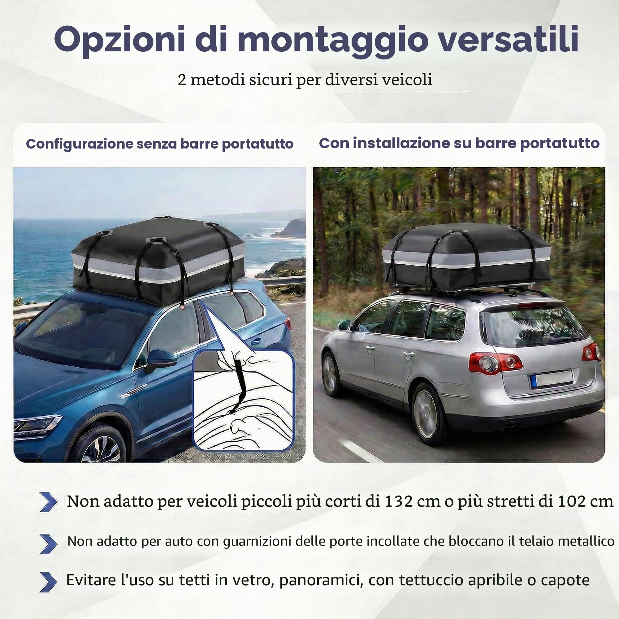 SOARS Box Tetto Auto, Portapacchi Auto Tetto Impermeabile, Antiscivolo e Rigido, per Veicolo con o senza Barre, con Chiusura e Striscie Riflettenti (600 L,Grigio)