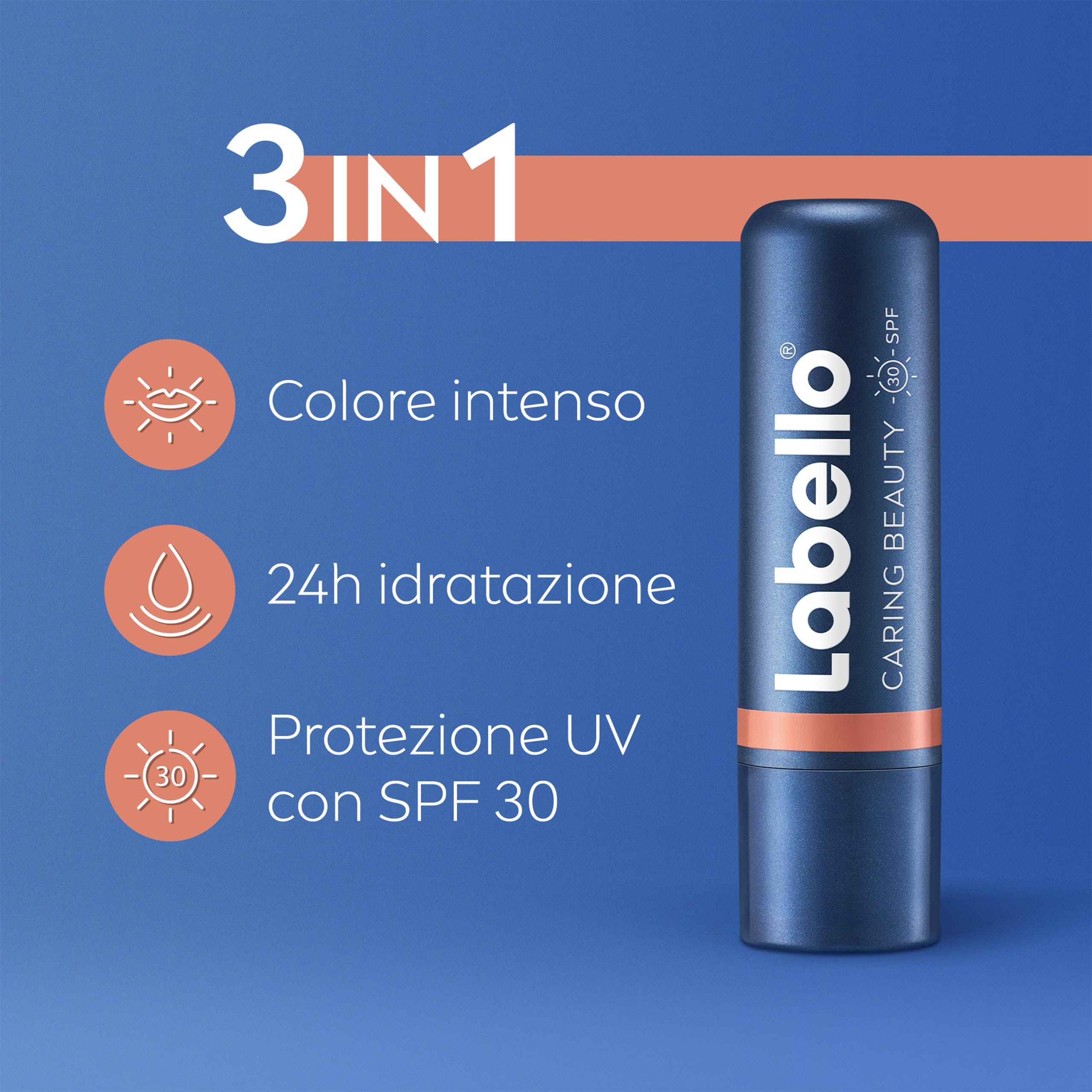 Labello Caring Beauty Lip & Cheek Nude 4.8 g, Burrocacao labbra e guance con una nota di colore nude, Balsamo labbra colorato e blush stick 2 in 1, Lip balm idratante con protezione SPF 30