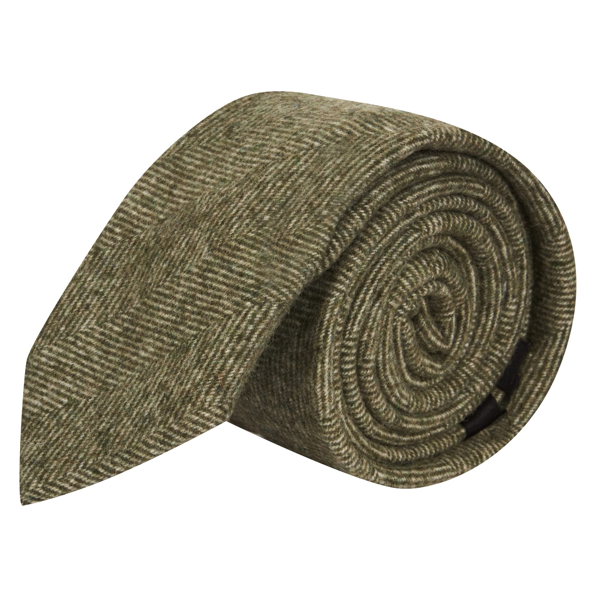 King & Priory Cravatta Verde Felce A Spina Di Pesce - Larghezza 7 Cm - Gilet E Tasca Quadrata Abbinati Disponibili - copertina