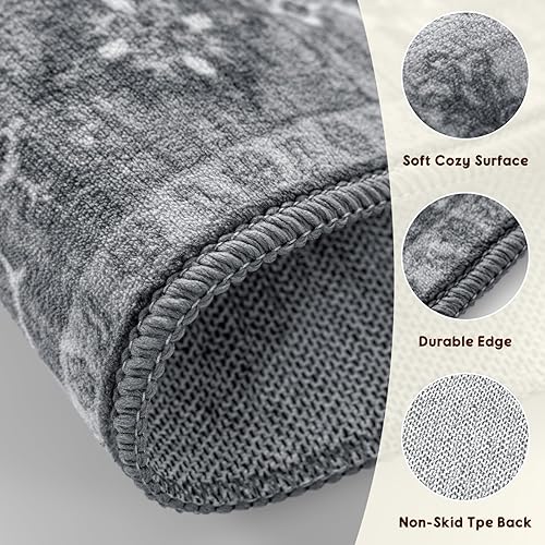 Miniatura 10 de LBRO2M Alfombra de baño, extra gruesa y absorbente, antideslizante, de felpa suave, lanuda y lavable a máquina, alfombra de baño de 32 x 20 pulgadas