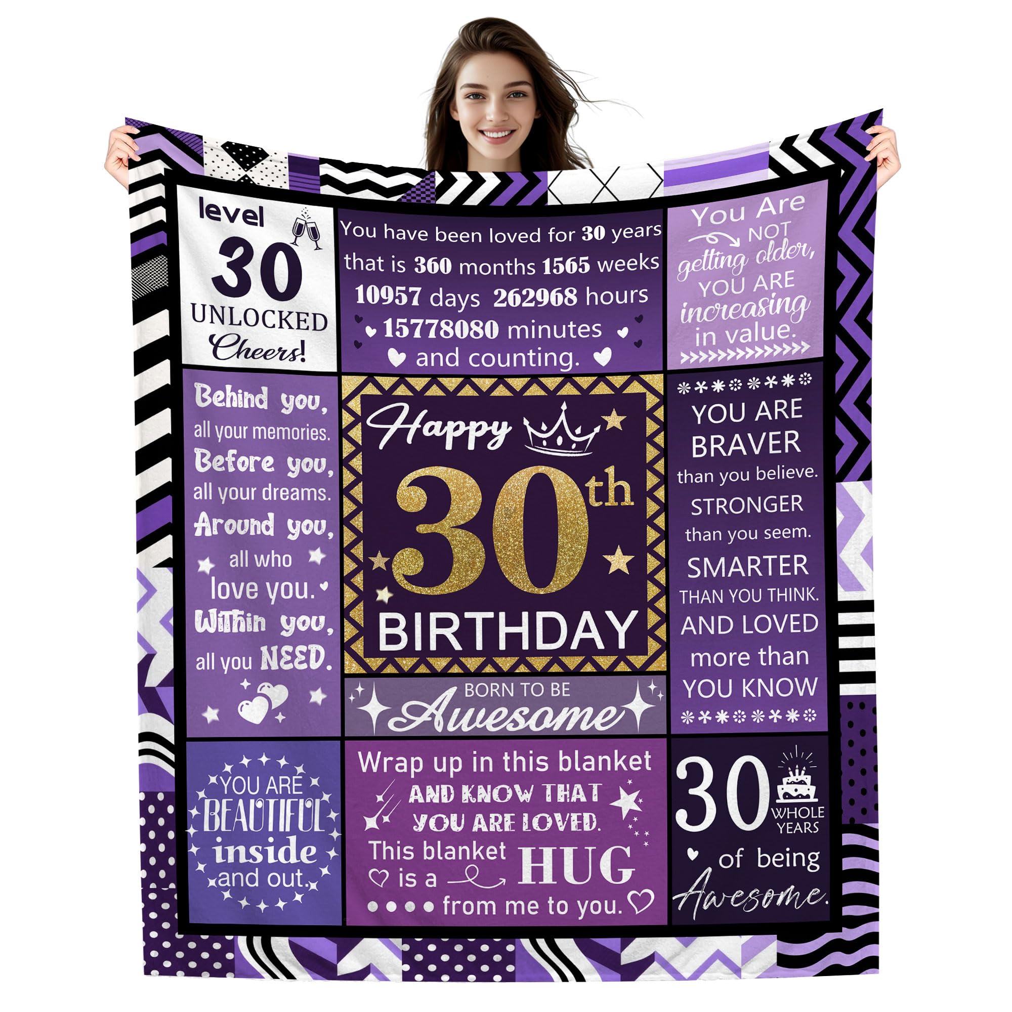 30 Years Old Gifts for Women Girls, Happy 30th Birthday Blanket for Daughter Sister Granddaughter Cousin Girlfriend Wife Best Friend, 30th Birthday Gift Ideas Blanket 50 * 60 Inches (30-her)