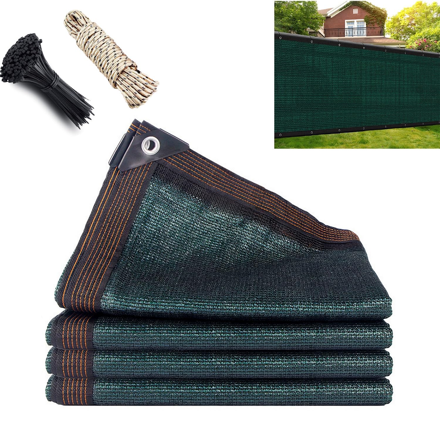 80% Green Shade Cloth with Grommets, Outdoor Woven Sun Shade Cover, Durable Breathable Sunblock Neting for Patio, Garden, Plants Cover, Greenhouse, Dog Kennel(6.5 x 8m)