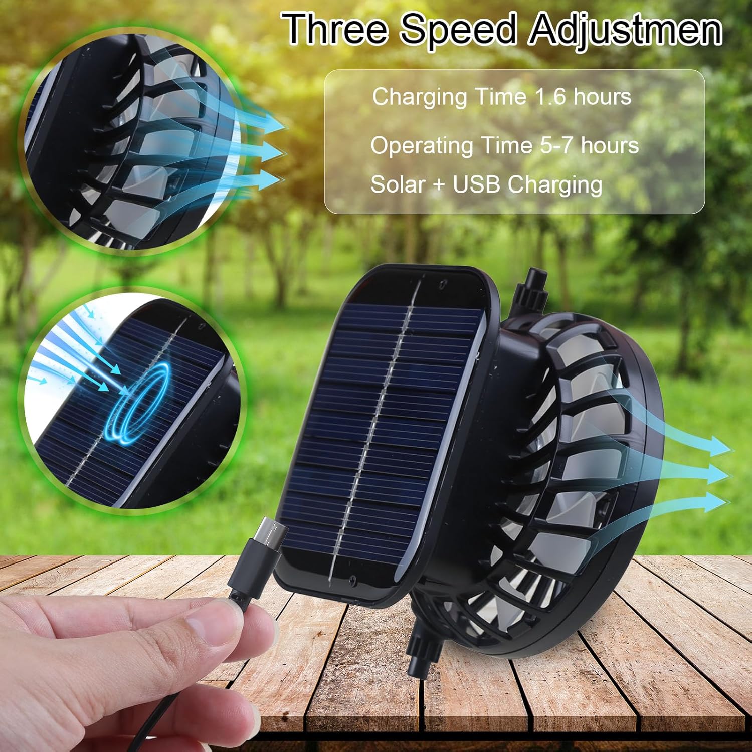 Leotruny Sun Hat with Solar Fan: Keed Cooling Fan Built in for Outdoor Men - Solar Powered & USB Charging for Fishing Summer - Image 2