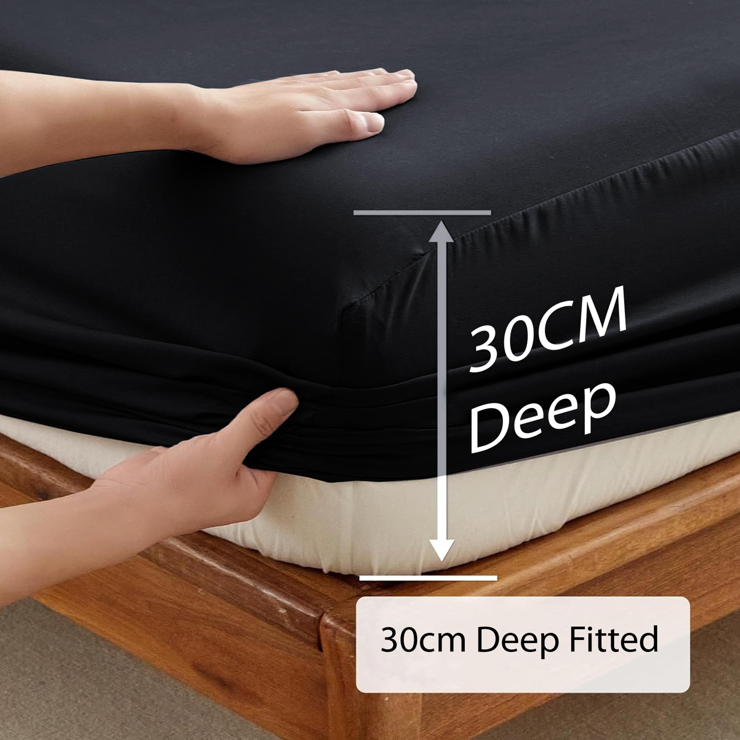 PRIME LINENS 4 Pcs Duvet Cover Set including Matching Fitted Sheet 30 cm Deep - Image 3